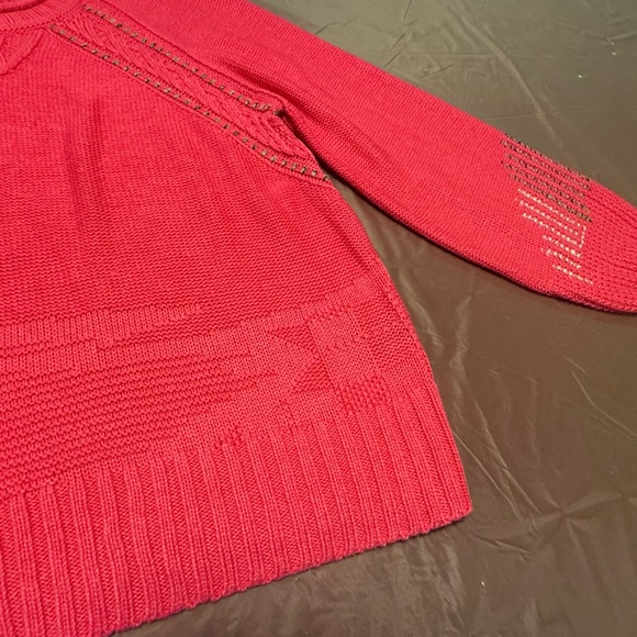 NWT NIC+ZOE Pink Roundneck Lightweight Crafted Cables Sweater Size LP MSRP $168 - Picture 6 of 14